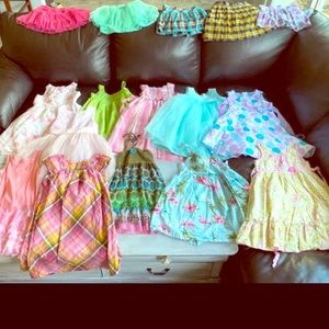 14 little girls 5T and 6T dresses and 4 skirt